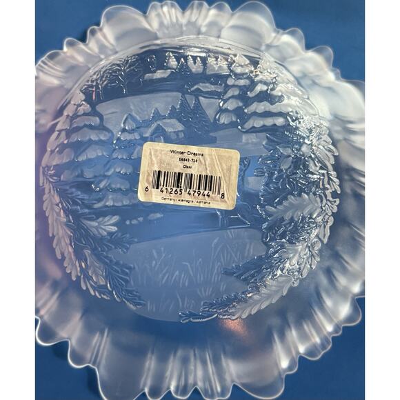 MIKASA 10.5” Frosted Glass Bowl Celebrations Winter Dreams Collection NIB - Picture 12 of 15